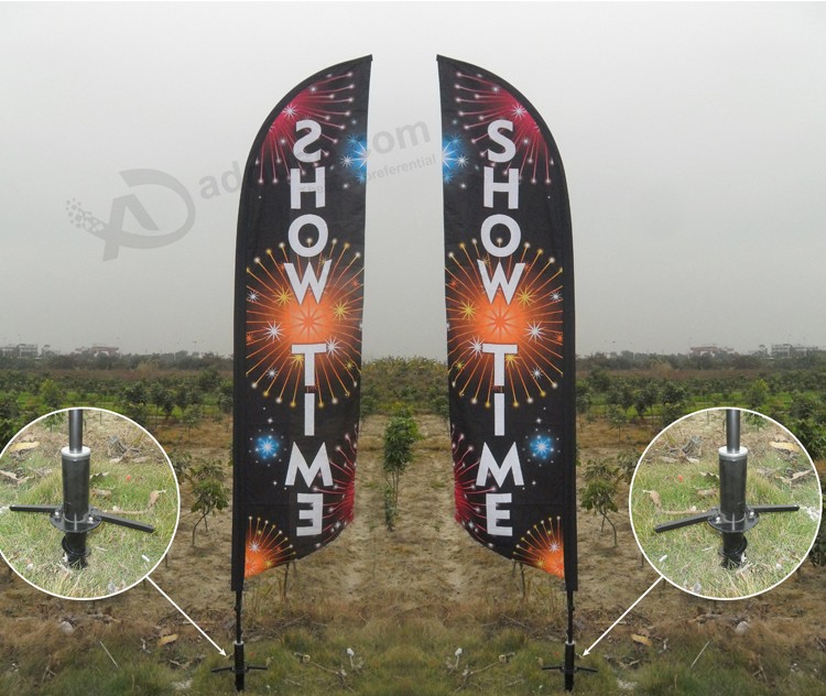 Bandera de plumas de impresión personalizada con varilla de bandera flexible de fibra de vidrio