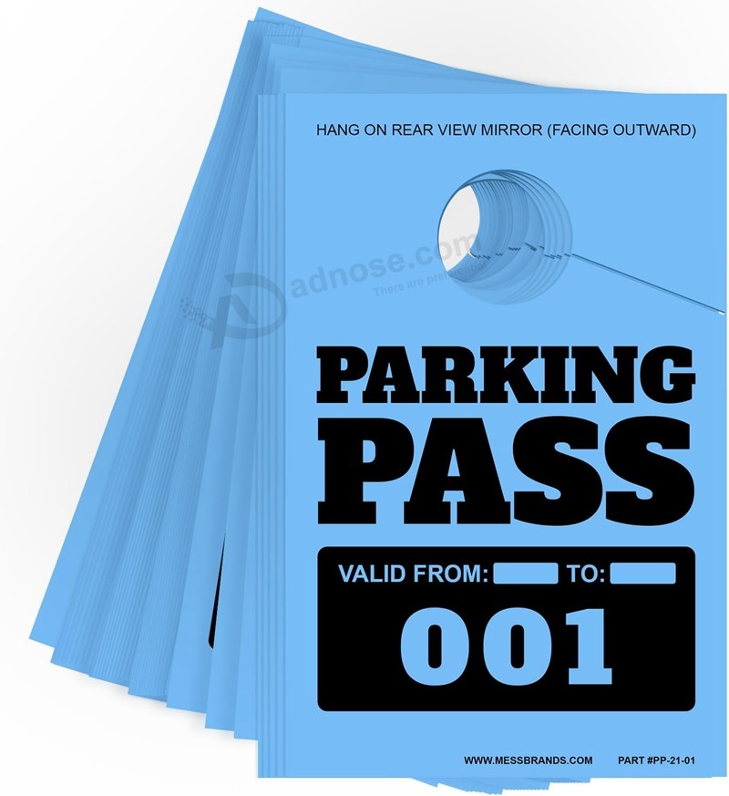 Etiqueta colgante de permiso de estacionamiento MESS (001-500 numerada) Etiquetas colgantes de pase de estacionamiento - Etiquetas de estacionamiento para automóviles - Permiso de 